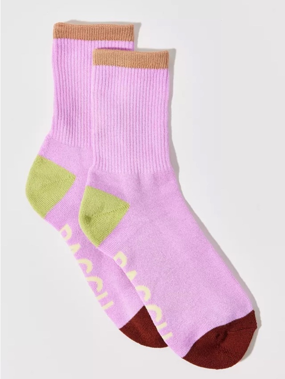 Baggu Colorblock Crew Socks - Purple& Accent Colors 9-11 New with Tags